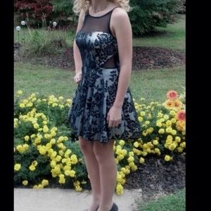 Black and Silver Lace Mesh Dress